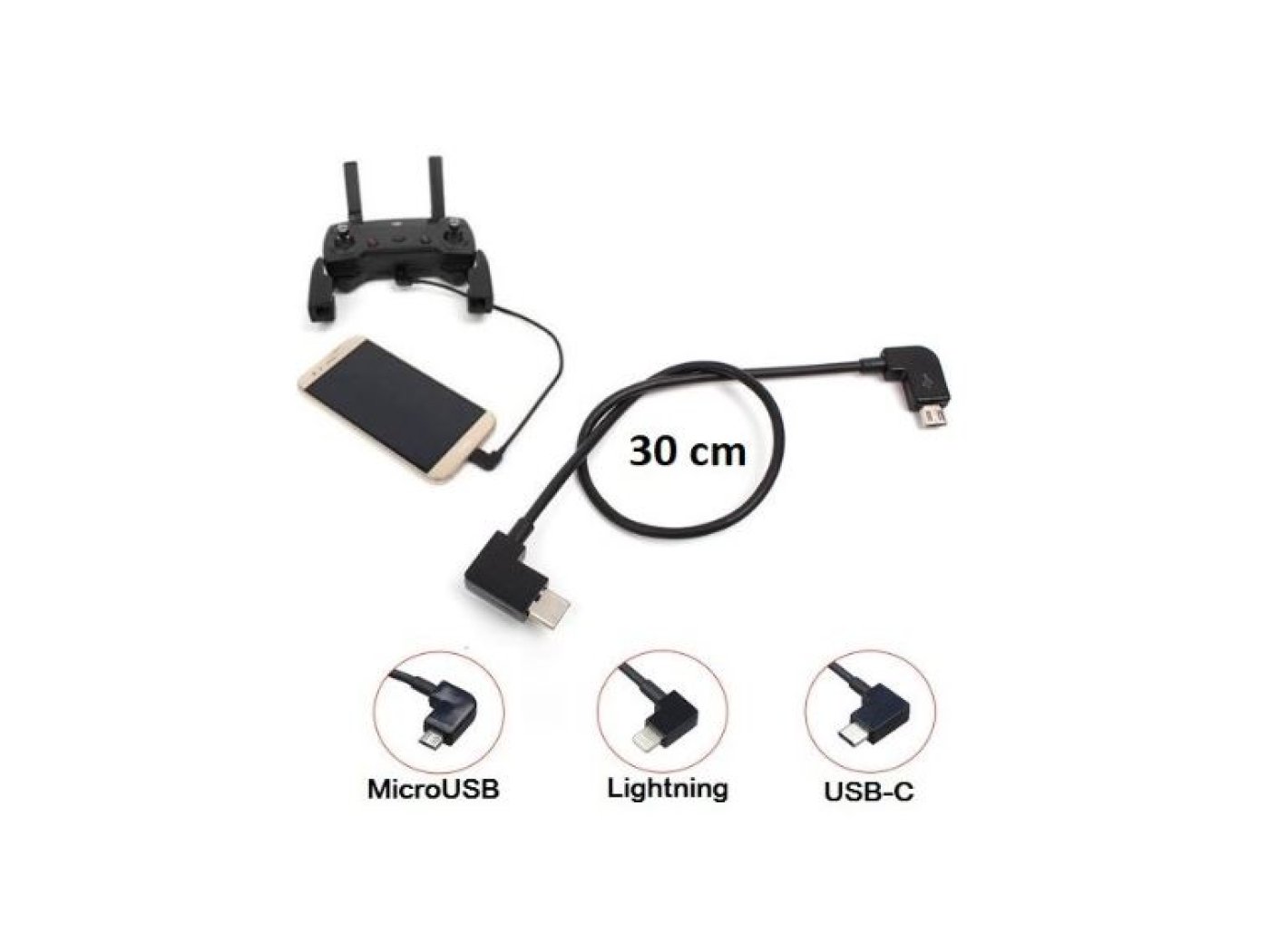 OTG kabel Lightning / MicroUSB pro DJI Mavic 1, 2, Air, Mini, Mini SE, Spark