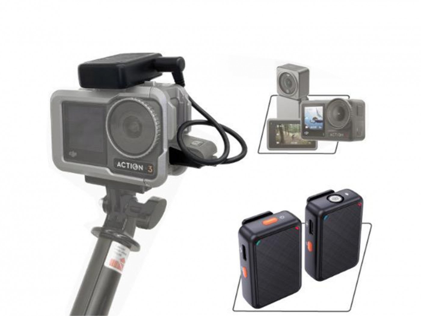 2.4G bezdrátový mikrofon s baterií pro kameru DJI Osmo Action 3 / Osmo Action 4