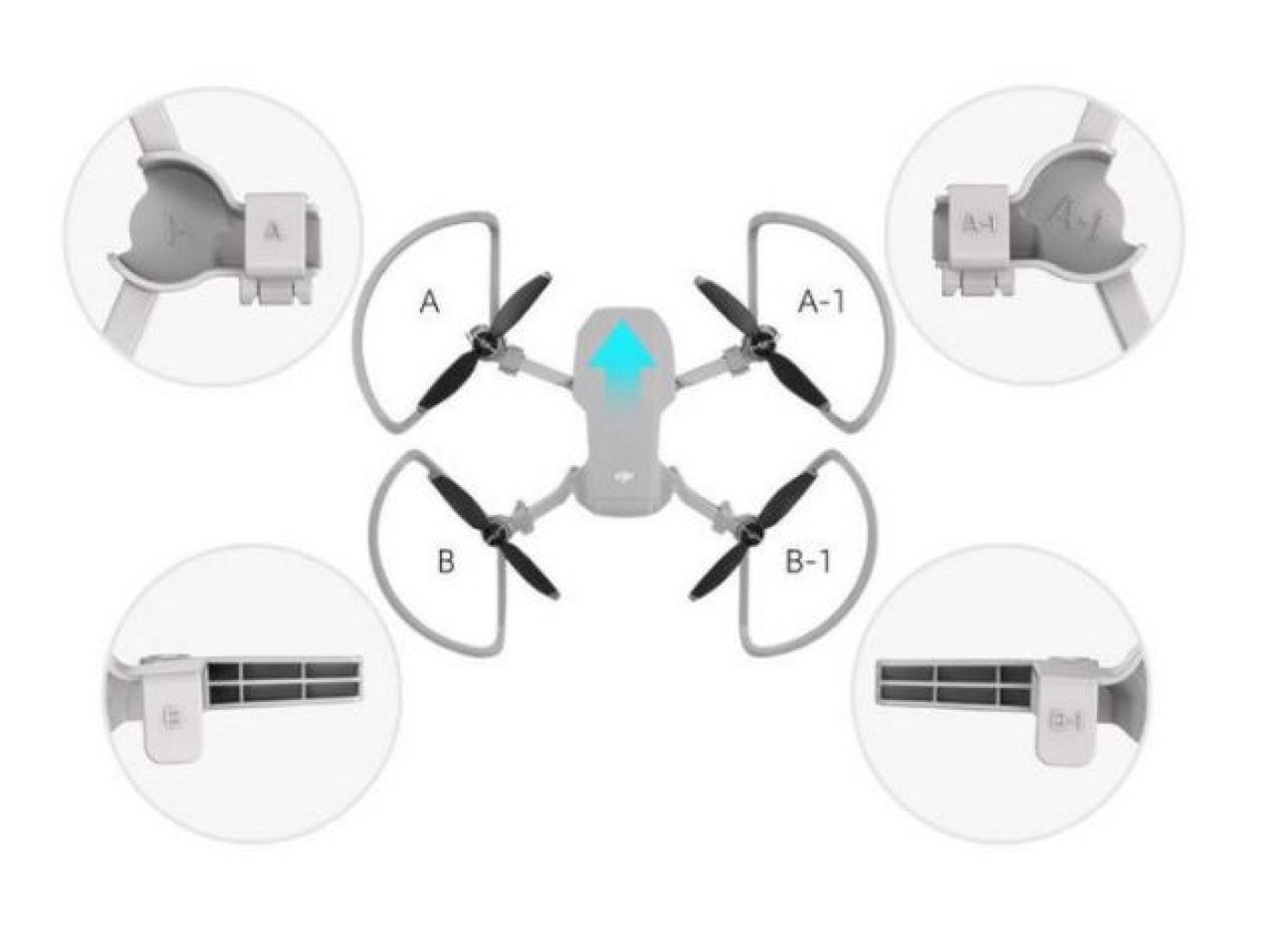 Ochranné oblouky a zvýšené přistávací nohy na dron DJI Mini 2 / Mini 2 SE / Mini SE