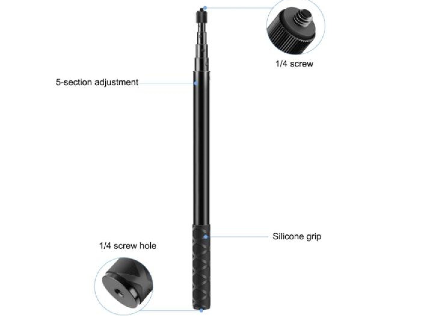 Prodlužující selfie tyč na kameru Insta360 (157 cm)