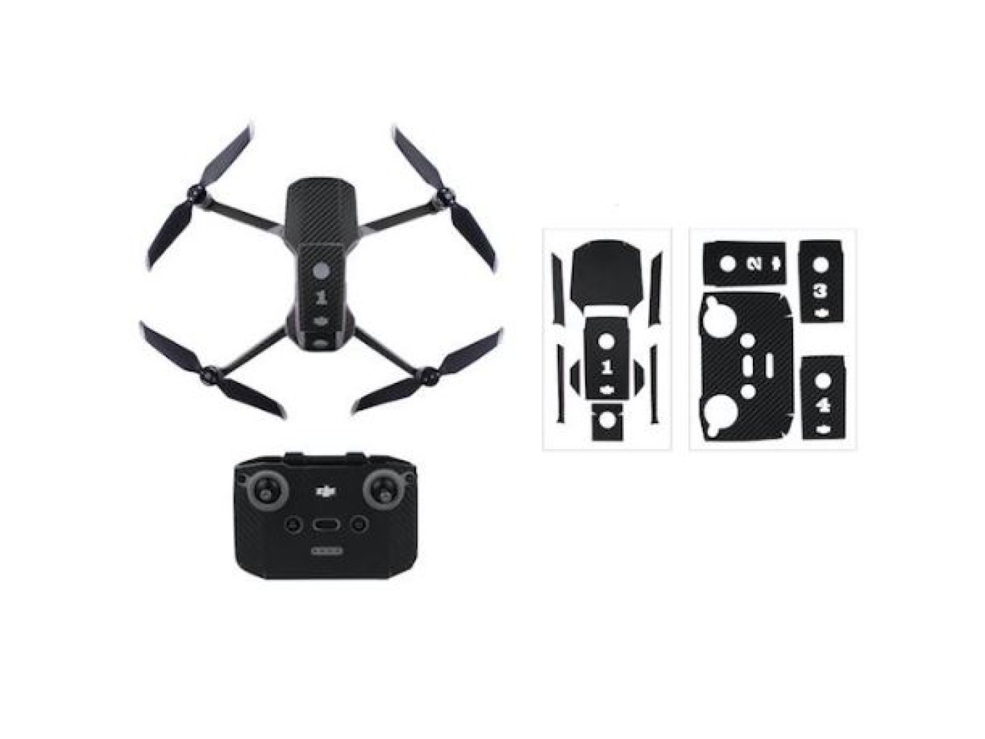 Sada nálepek v karbonovém designu na dron DJI Mavic Air 2