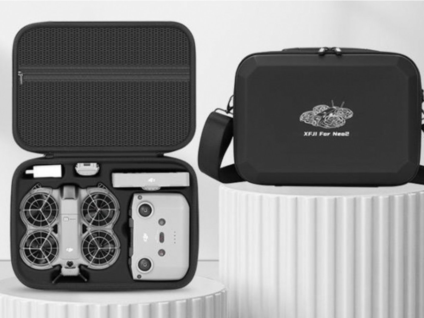 Černé PU pouzdro pro dron DJI Neo 2 + RC-N3