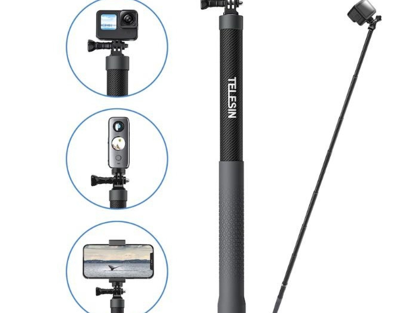 Prodlužující selfie tyč na akční kameru (3m)