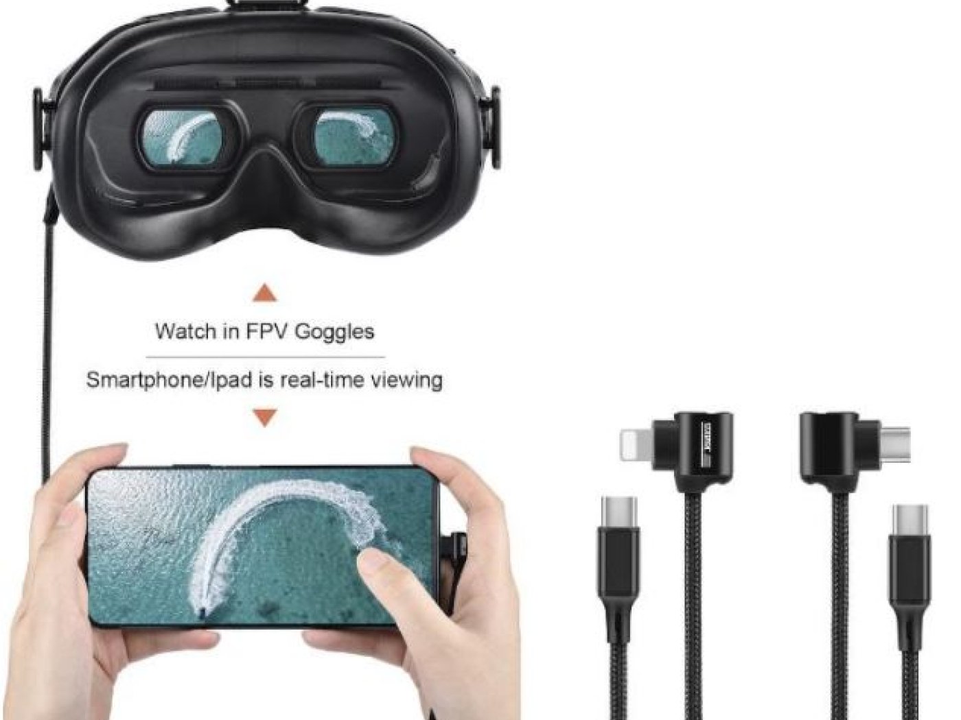 Propojovací kabel Typ-C / Lightning k DJI FPV Goggles V2 (120cm)