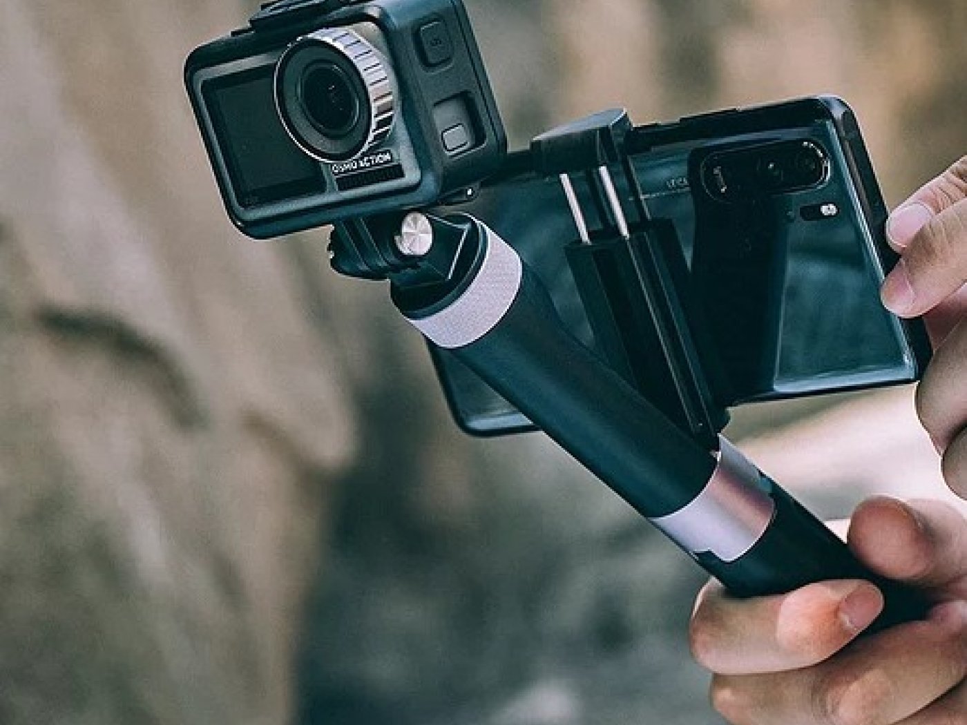 Pgytech rukojeť se stativem a držákem telefonu na DJI Osmo Action / Action 2