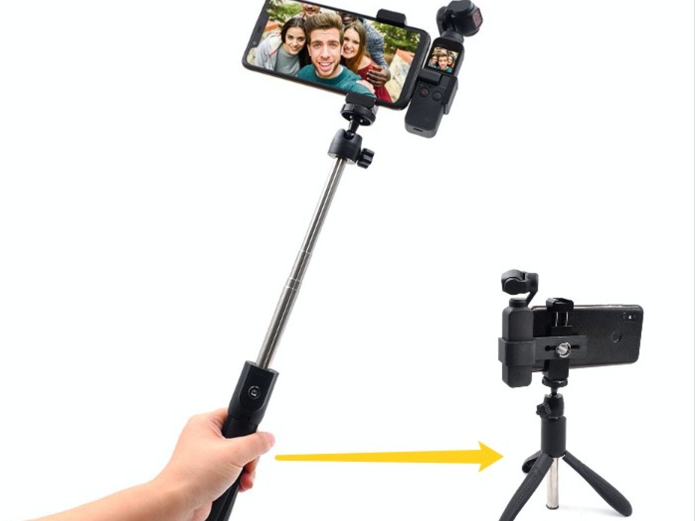 3 v 1 stativ + prodlužovací tyč + držák telefonu pro DJI Osmo Pocket