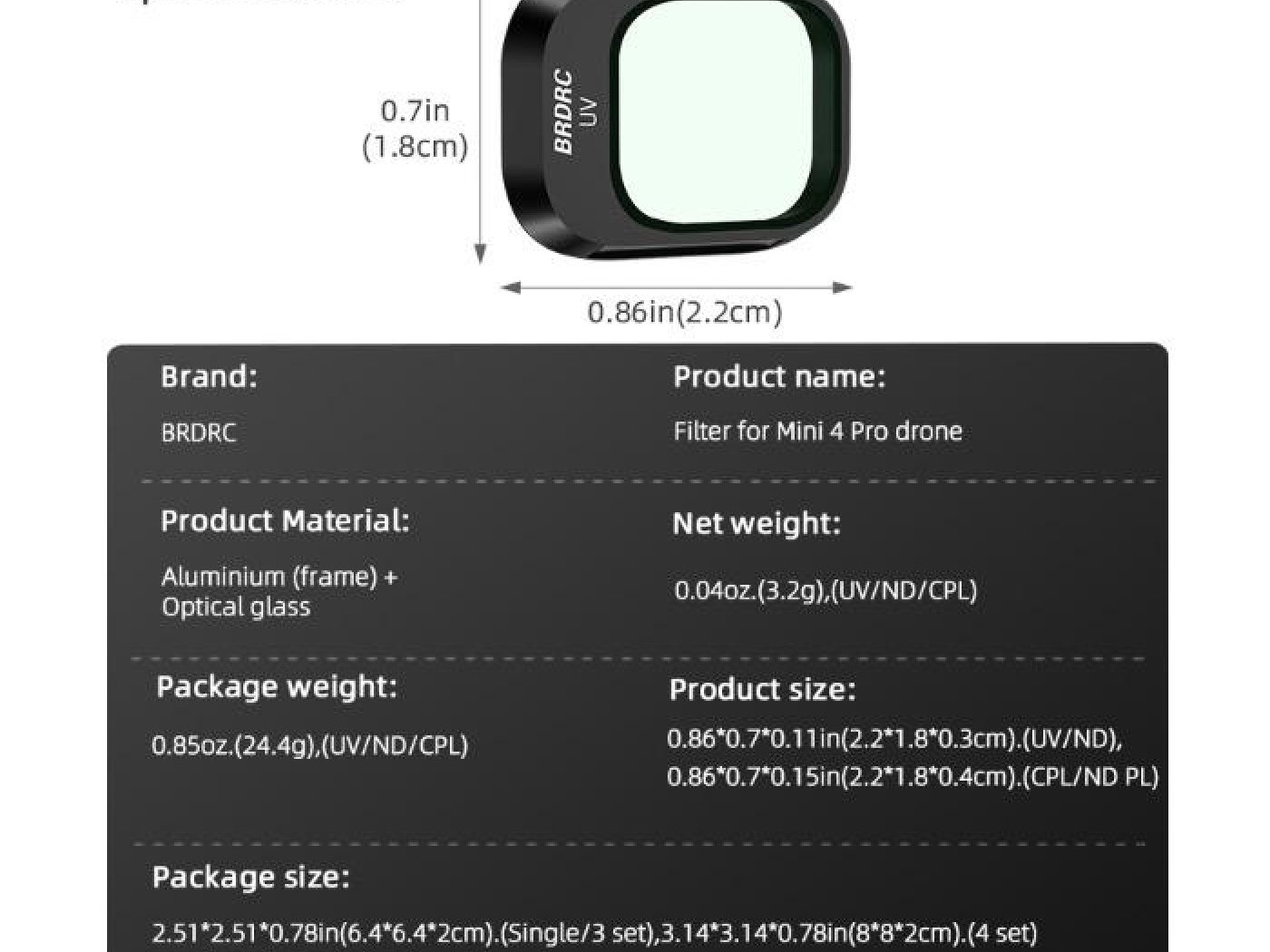 UV filtr na dron DJI Mini 4 Pro