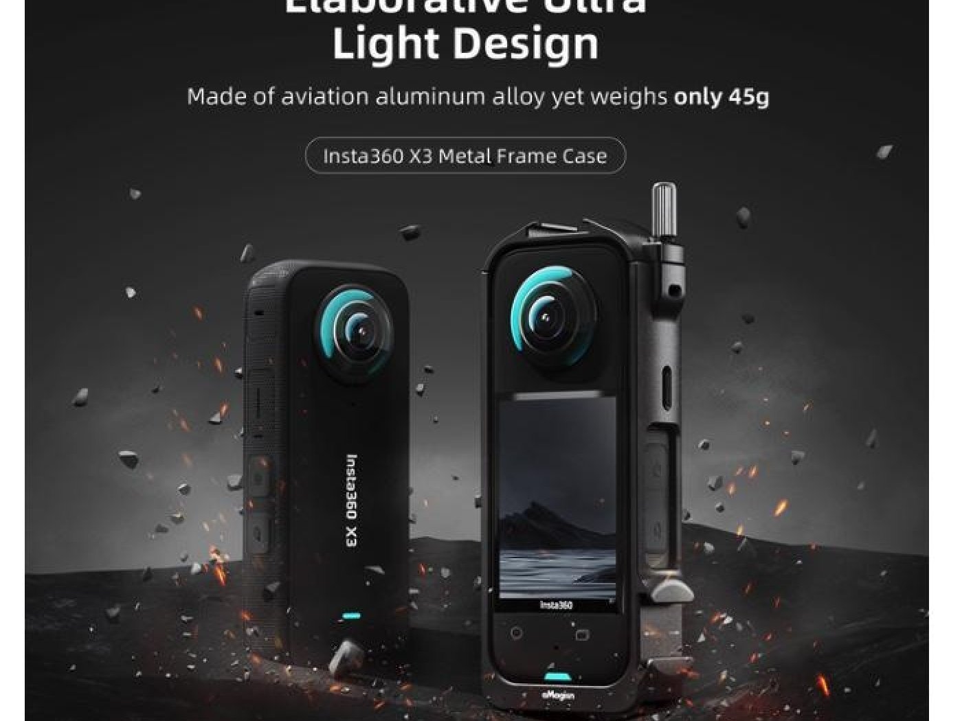 Rám z hliníkové slitiny na kameru Insta360 X3