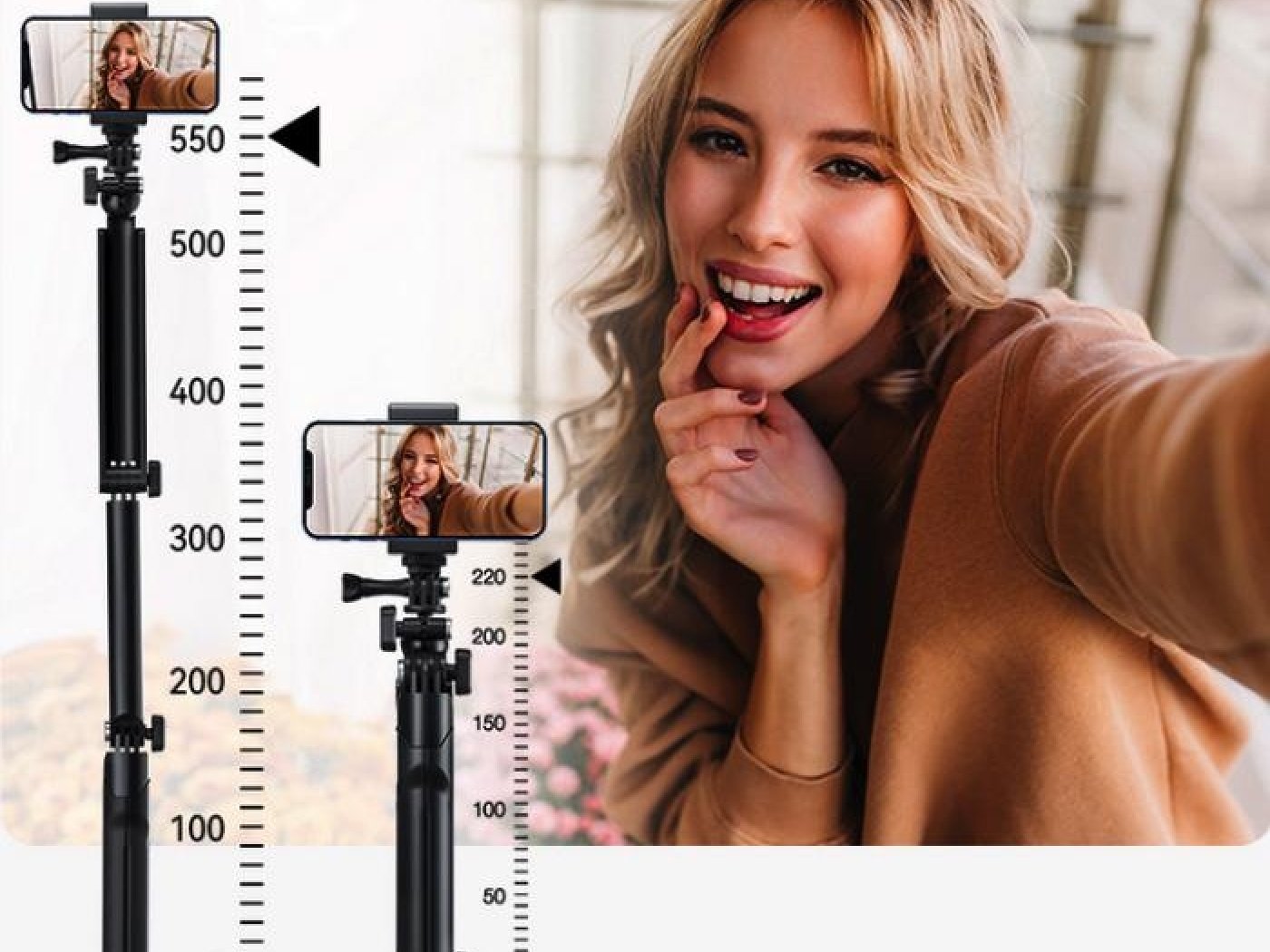 Multifunkční skládací tyč se stativem na akční kameru