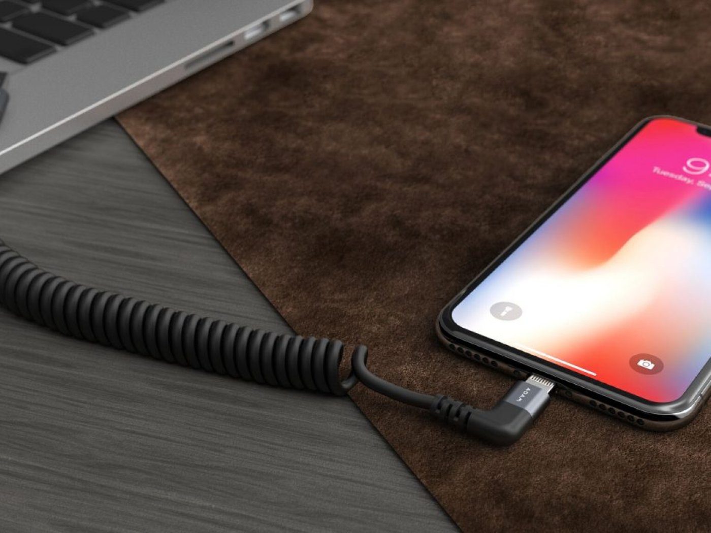 Kroucený kabel lightning/USB-A - 30cm - šedý - L30C