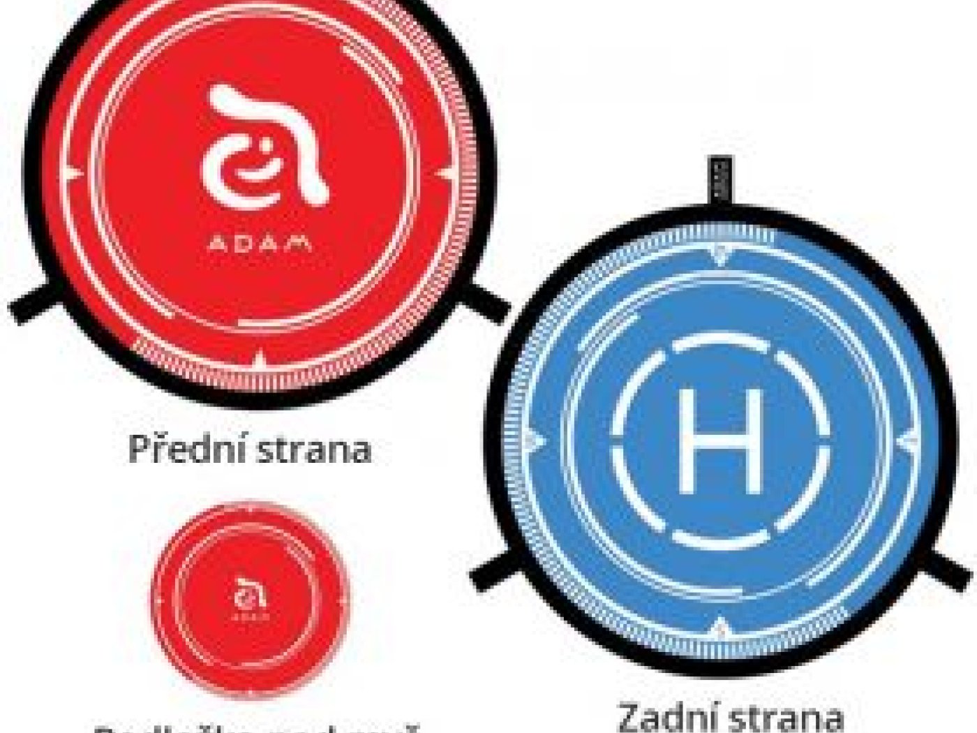 Přistávací plocha pro drony s blikajícím LED 75 cm - červená/modrá + stolní podložka 19 cm Adam FLEET