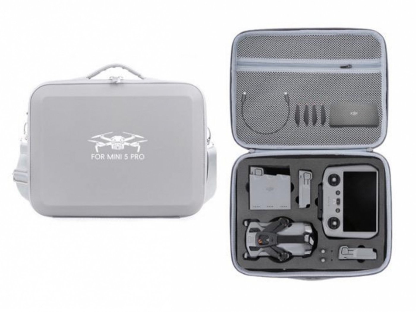 PU pouzdro na rameno na dron DJI Mini 5 Pro (DJI RC 2 / RC-N3) - šedé