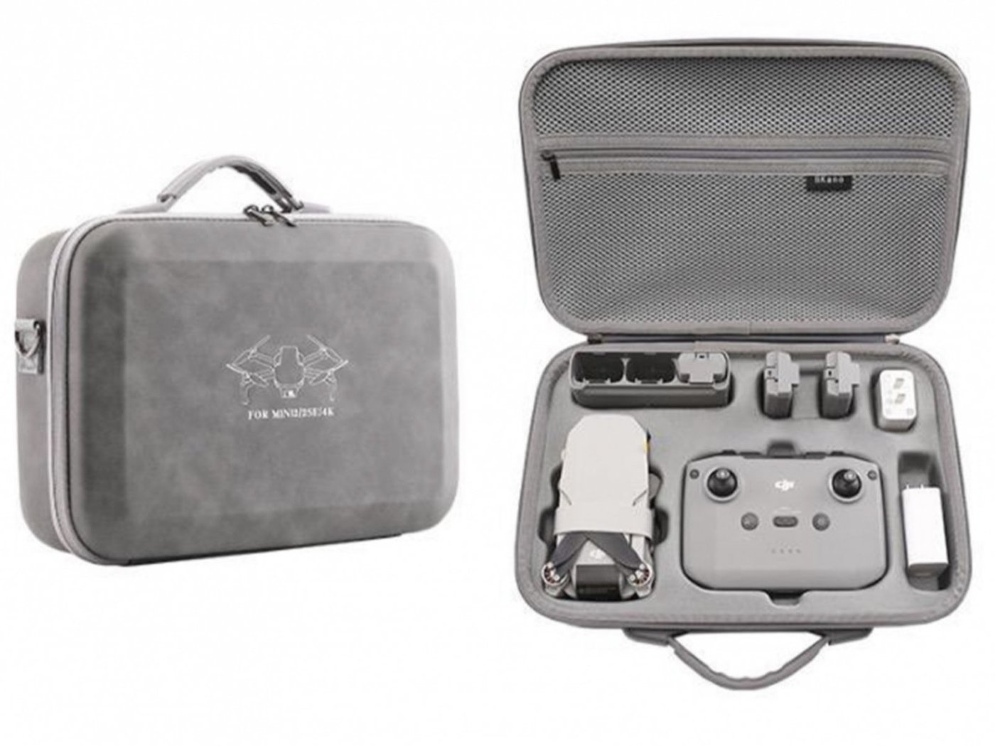 Šedé pouzdro na dron DJI Mini 2 / Mini 4K / Mini 2 SE s popruhem přes rameno