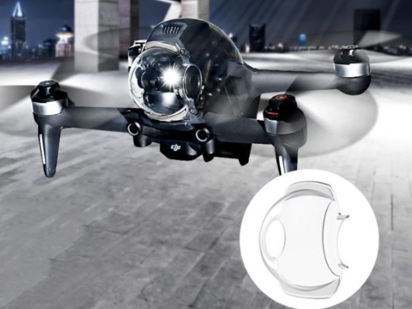 Průhledný kryt gimbalu DJI FPV závodního dronu