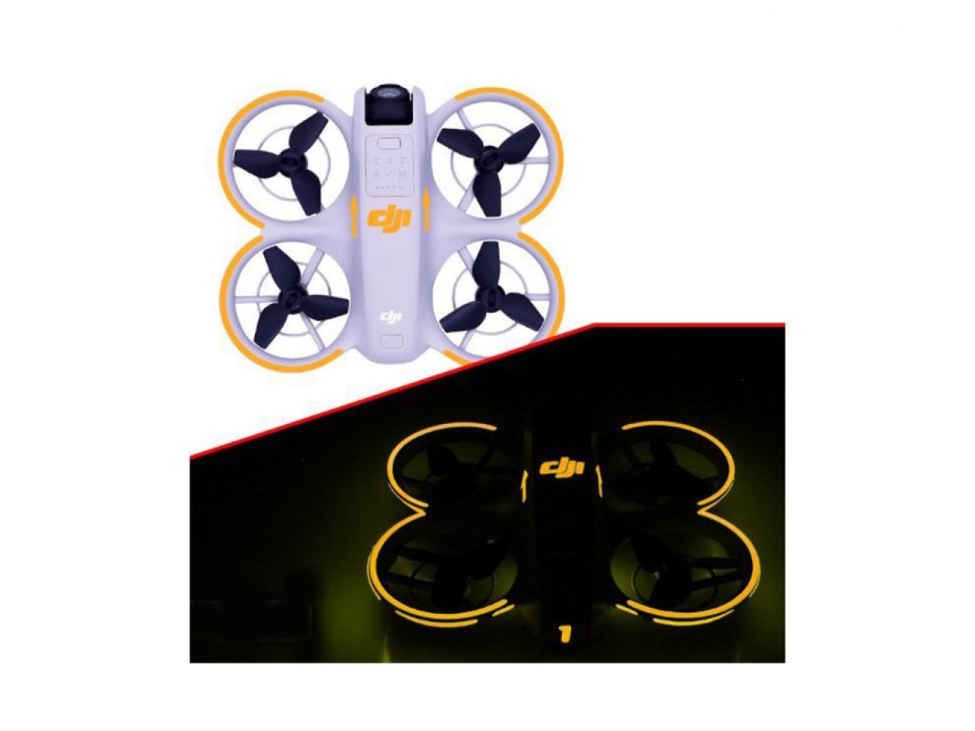 Žluté luminiscenční samolepky na dron DJI Neo