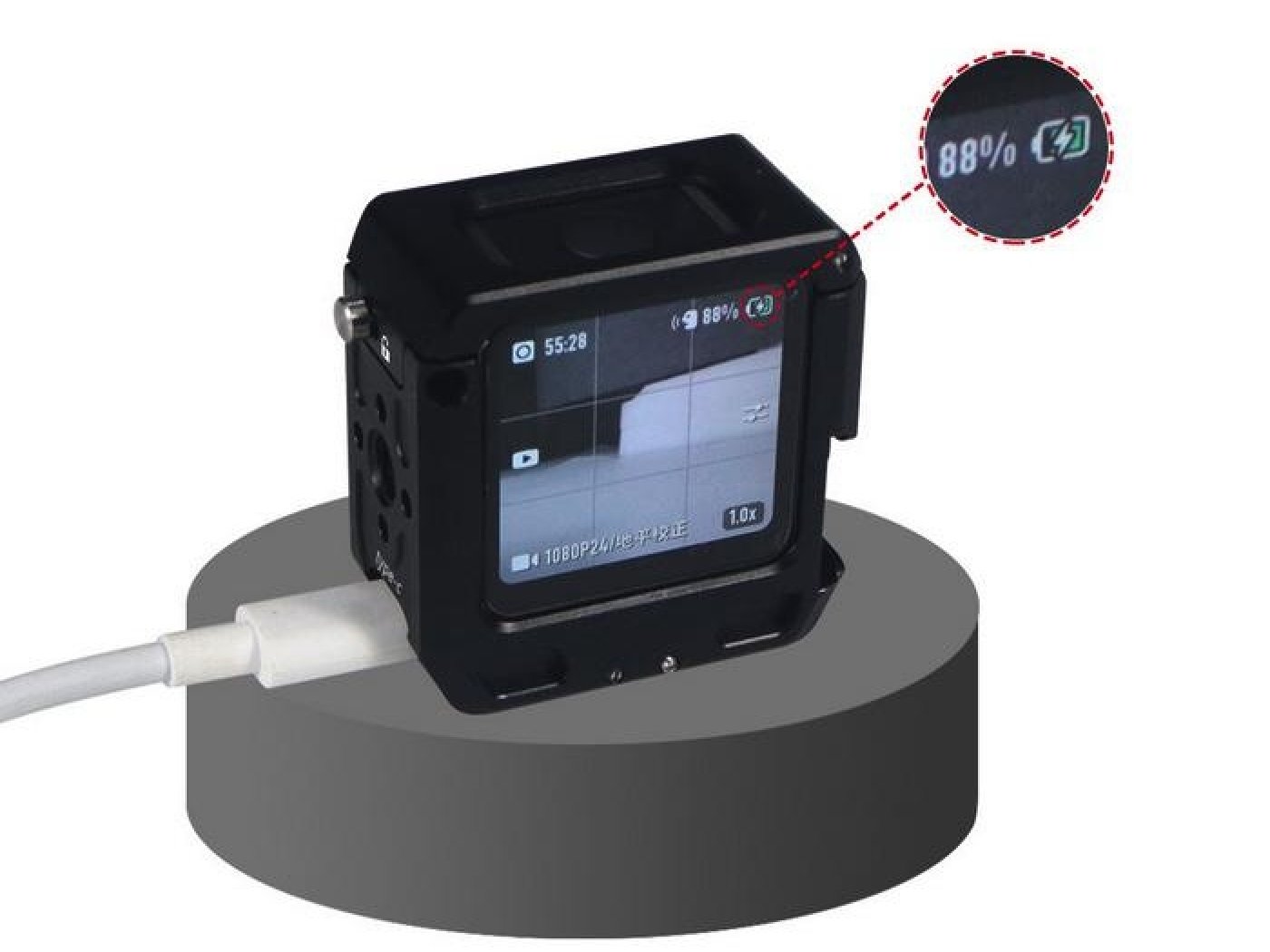 Hliníkový rám s otvorem pro nabíjení na kameru DJI Action 2